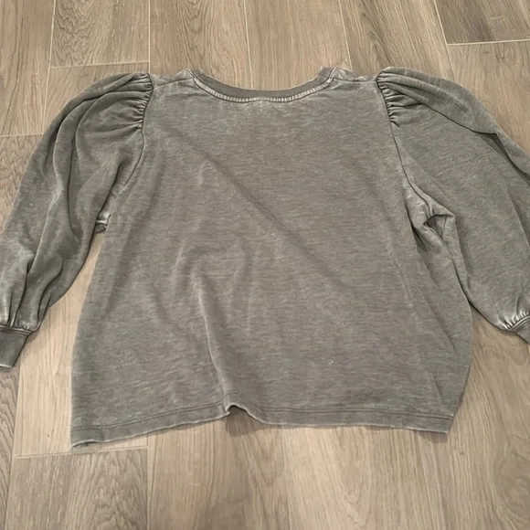 Splendid Girls Green Sweatshirt With Puffy Sleeves Size M - Picture 2 of 4